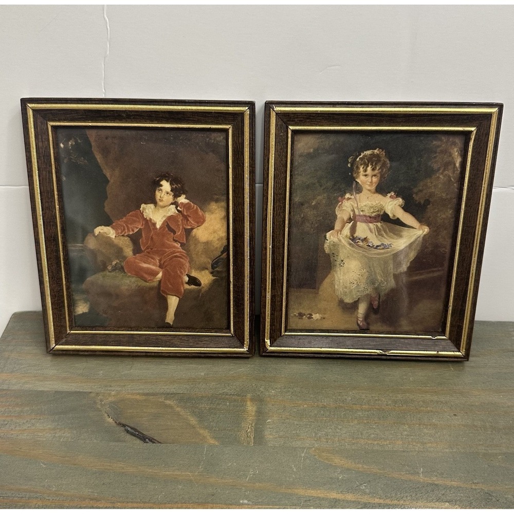 The Red Boy & Lady Georgiana Small Framed Prints in Metal Frames Vintage Wall